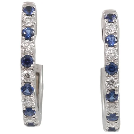 Diamond and sapphire 2025 hoop earrings